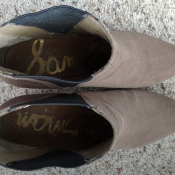Sam Edelman Taupe Morillo Suede Ankle Boots Size 8 - Picture 4 of 6